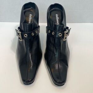 Womens Leather Slide on Heels Black Size 10